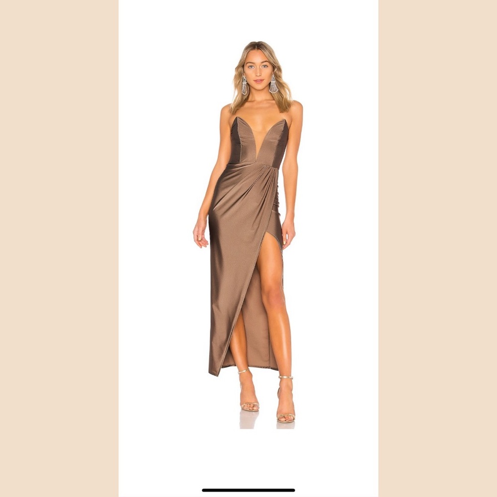Michael Costello Jake Gown in Taupe